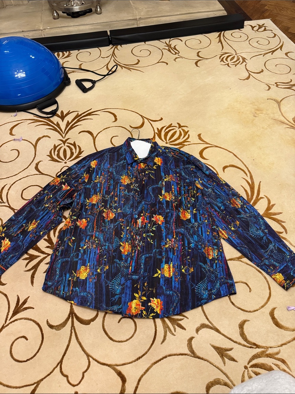 Robert Graham Navy Floral-Print Button Shirt Jacket
